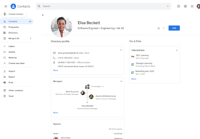 A new Google Contacts experience offers richer insights about your colleagues and stakeholders