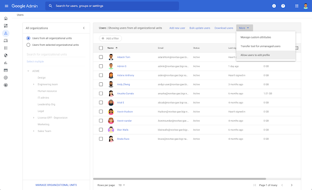 New streamlined experience for managing users and domains in the Admin Console