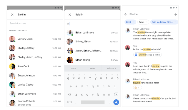 Improved search in Google Chat