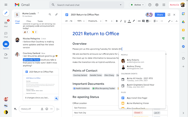 Rooms in Google Chat will become Spaces that will help create an optimized collaboration experience