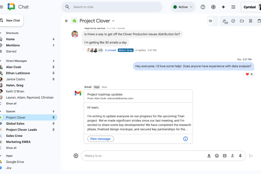 Share your Gmail emails with Google Chat spaces to avoid information dispersion and make it easier to follow discussions.