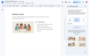 To create images online for numerous use cases, simply type your message into "Create an Image" and Gemini in Docs will generate the image based on your instructions.