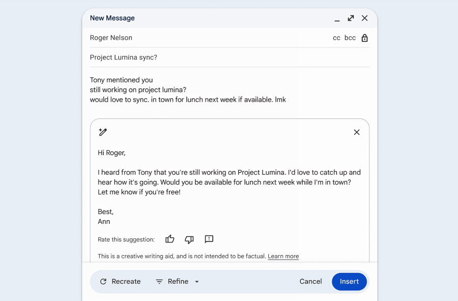 Use "Polish" on the web and mobile to help you refine emails even faster.
