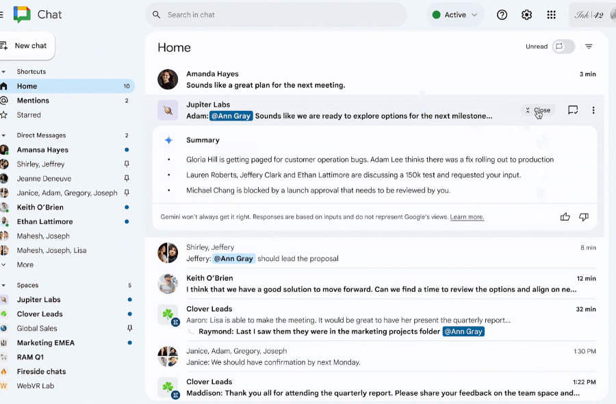 New in Google Chat: Smart Summaries with Gemini! Discover how this AI helps you quickly grasp the essentials.