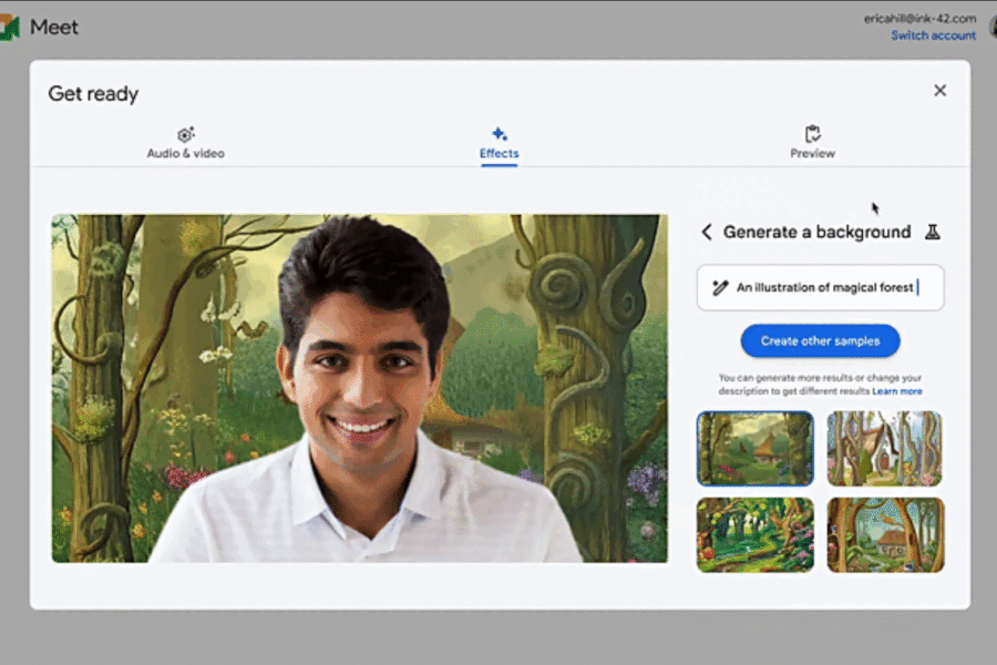 Generate stunning backgrounds for your Google Meet meetings with help from Gemini.