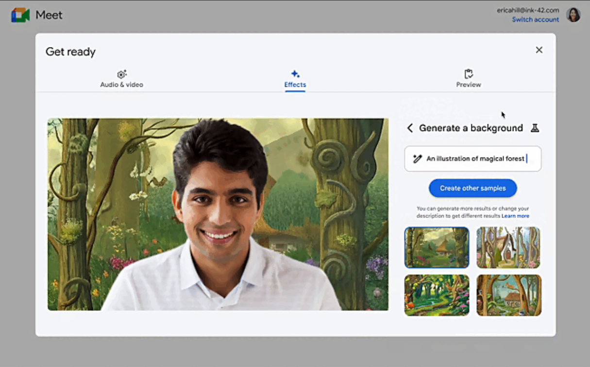 AI-powered backgrounds in Google Meet