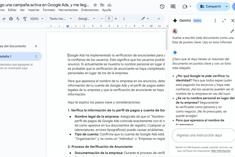 Use Gemini in Google Docs and speed up your document writing with these prompts.