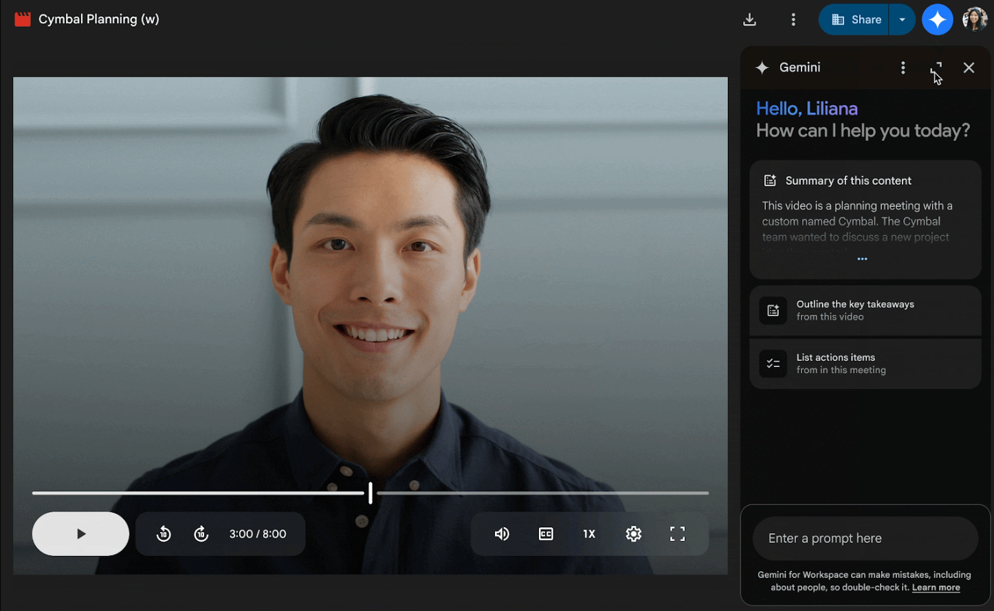 How to summarize videos in Google Drive with Gemini?