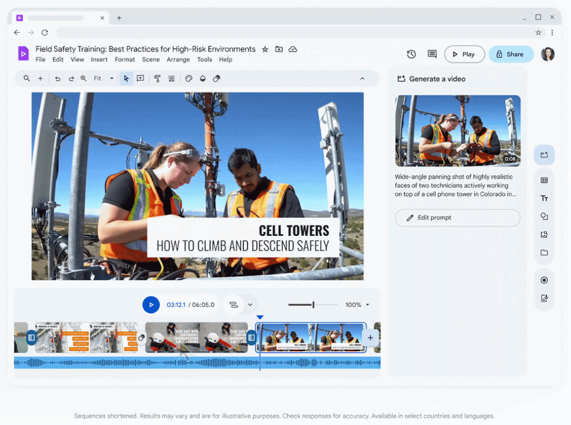 Veo 3 helps you create custom clips on Google Vids