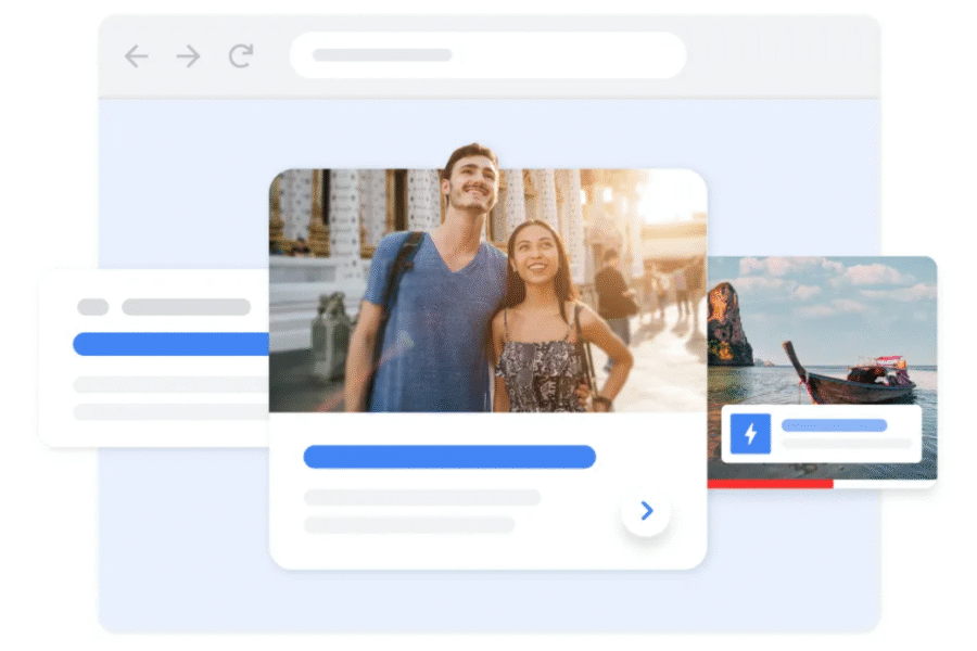 Three examples of ads on Google Ads.