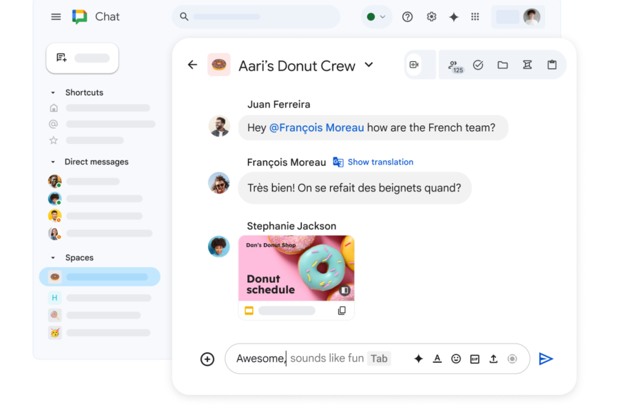 Start conversations and create spaces in Google Chat to help you stay connected with your team.