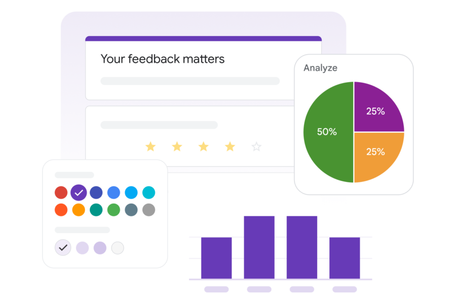 Easily create surveys, share them, and gain valuable insights with Google Forms.