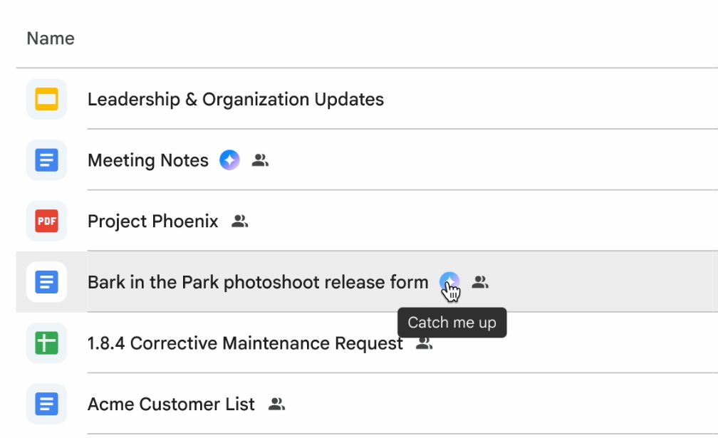 Catch me up: Stay up to date with changes to your Drive files