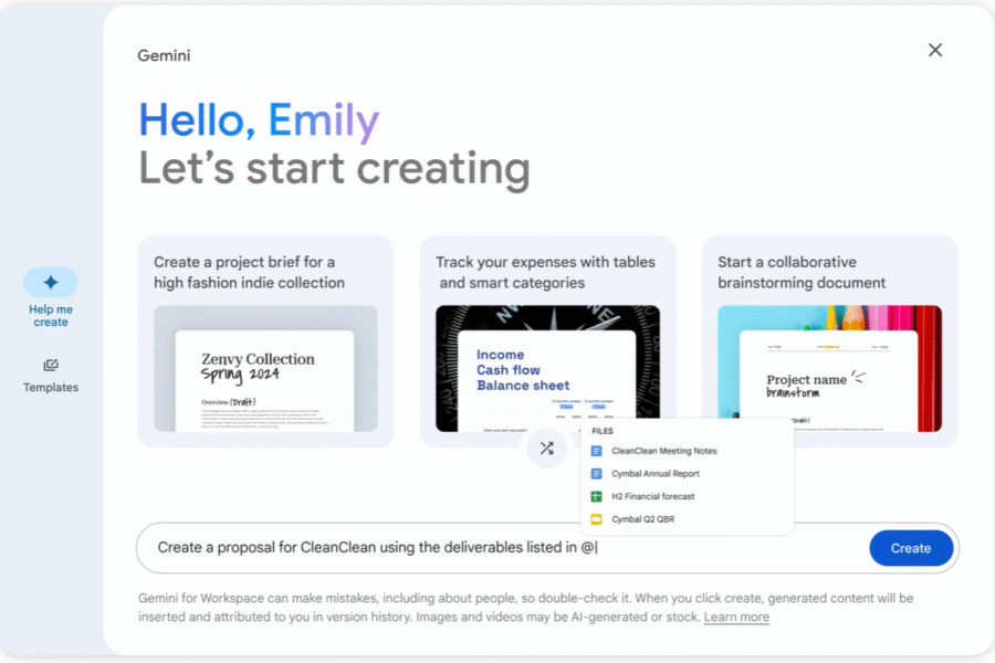 Gemini's "Help Me Write" makes it easy to write different documents in Google Docs.