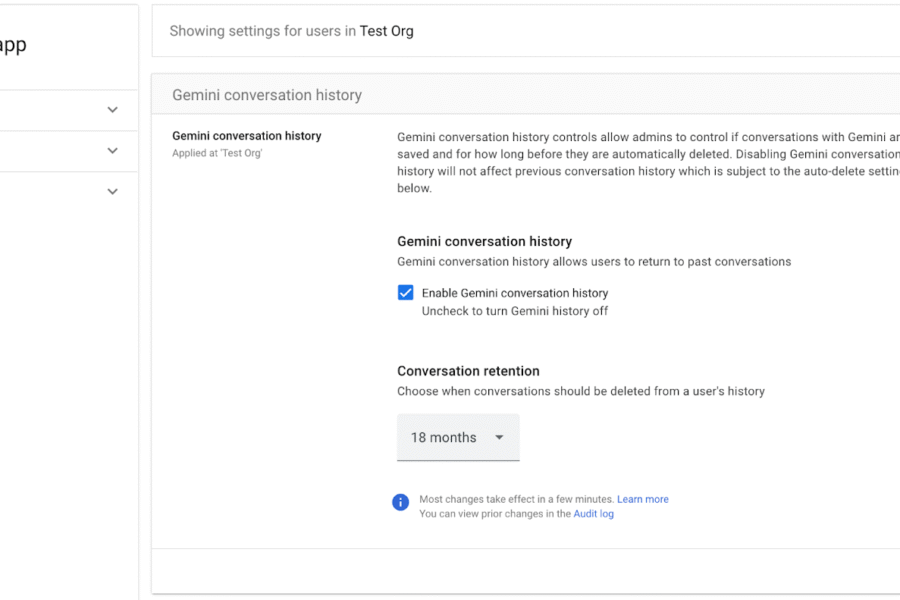 You can now configure Gemini's history at the administrator level. Learn about the benefits of this feature for your company's data management.