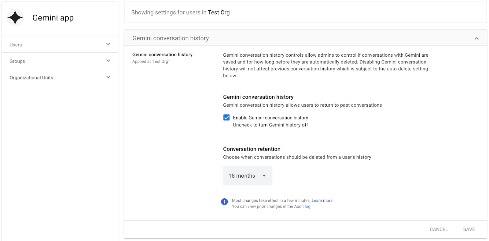 Set Gemini History as Administrator