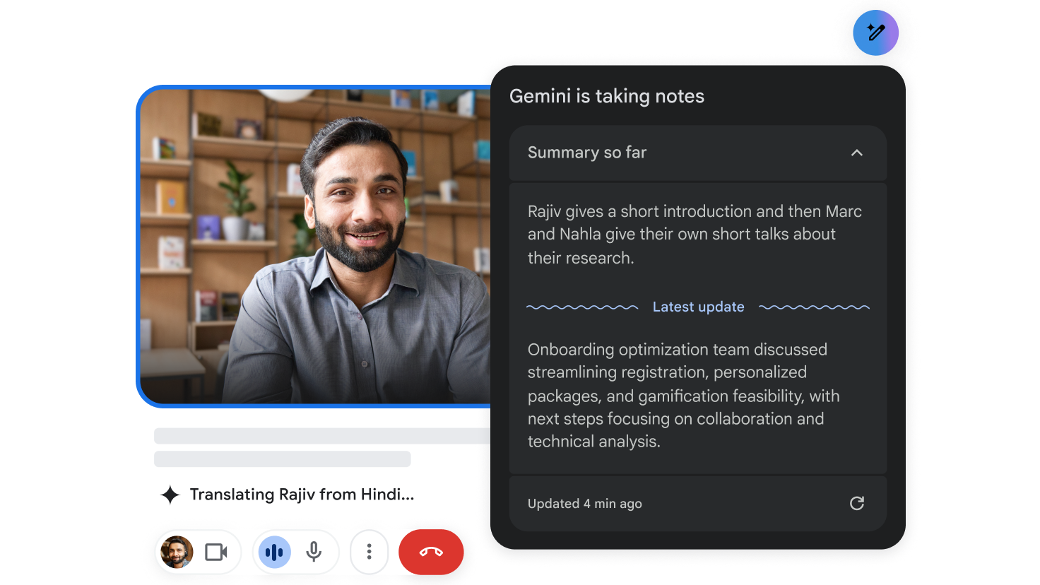 Let Gemini take notes for you on Google Meet video calls.