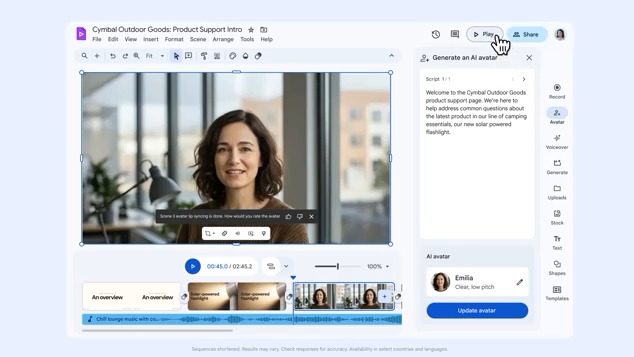 AI Avatars in Google Vids: Deliver your message in a polished way