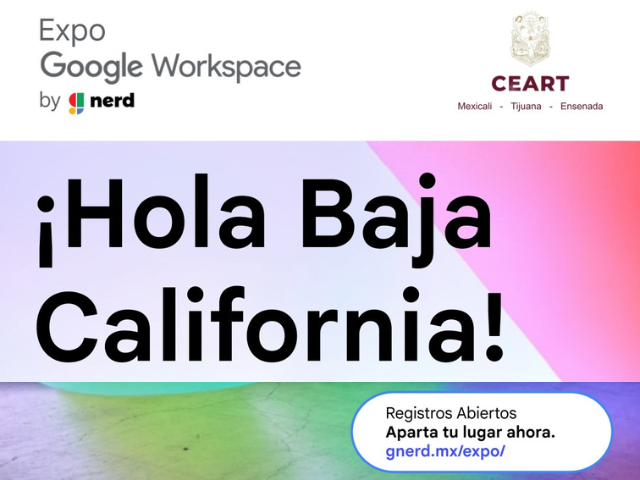 Google Workspace Expo event in Baja California 2025, managed by partner G Nerd. Cover image with mention of the venues and registration link.