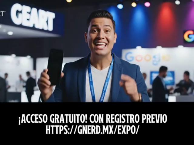 Host welcoming attendees to CEART, where the first Google Workspace & Gemini AI Expo will be presented. Text: Free admission! With prior registration https://gnerd.mx/expo/