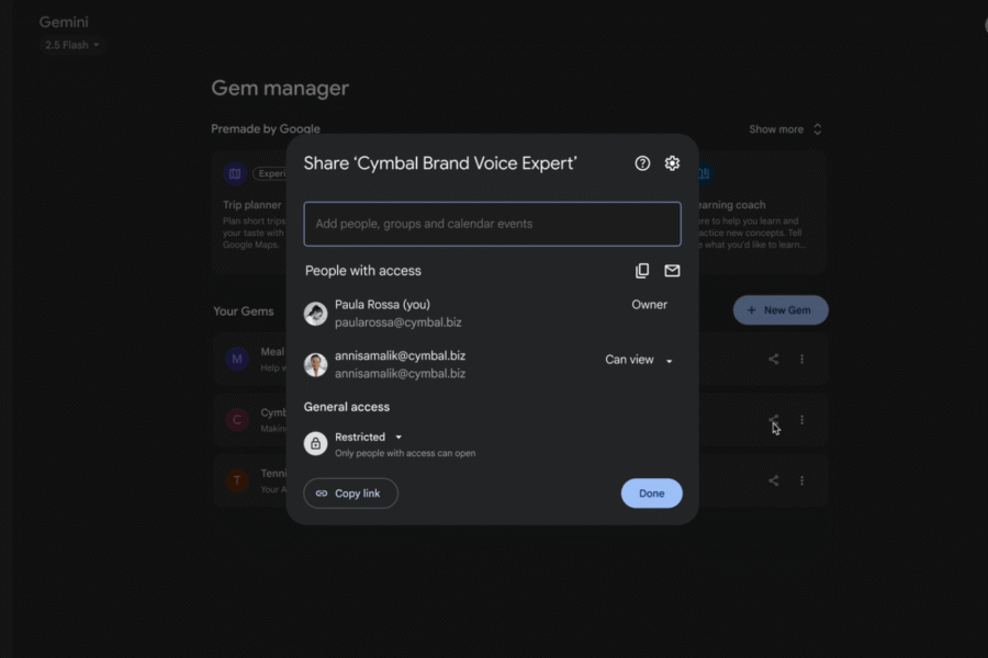 Share Gemini Gems in Google Workspace: guide, benefits, and setup. Maximize AI with G Nerd, your expert consultant.