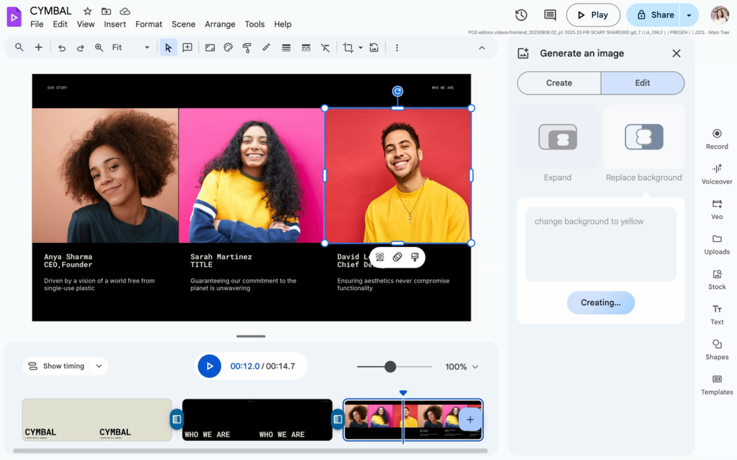 AI-powered image editing in Google Slides and Google Vids
