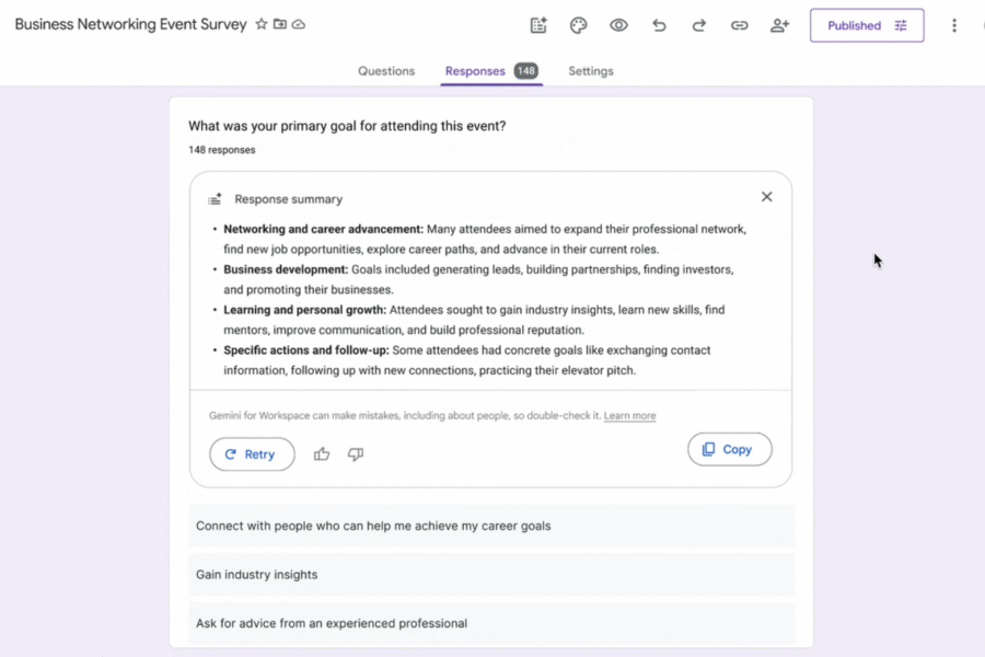 Revolutionize your data analysis! Google Forms integrates Gemini to create automatic summaries of responses.