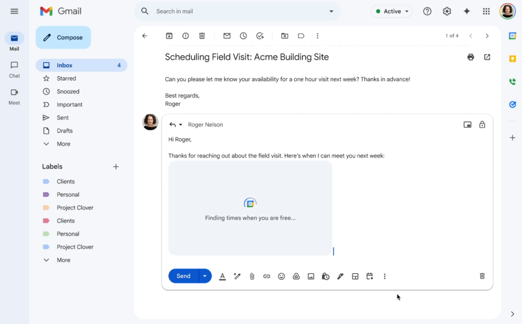 Discover Gmail's new "Help me schedule" feature and save time arranging meetings.