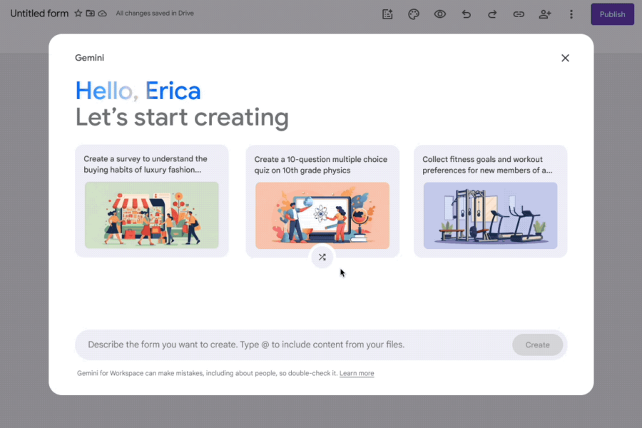 Discover how Gemini in Google Forms writes questions and entire sections with a single click.