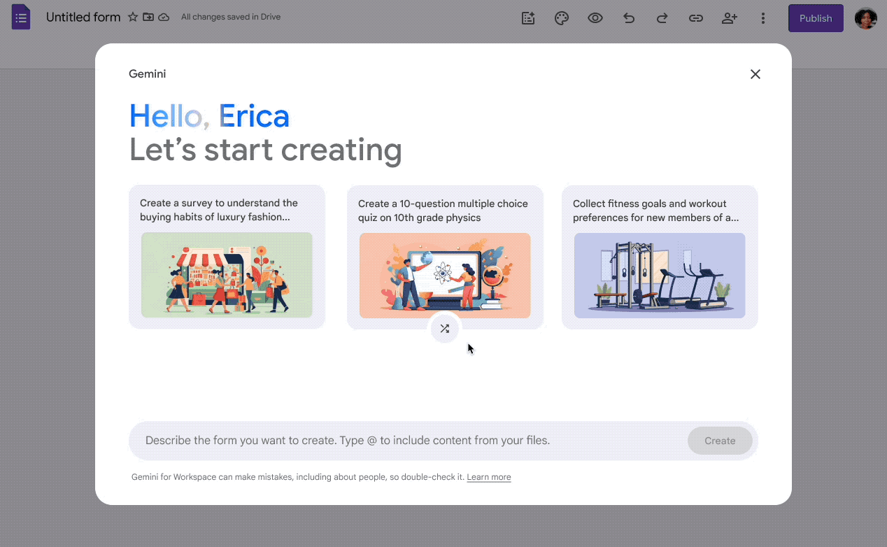 How to use Gemini to create forms in Google Forms