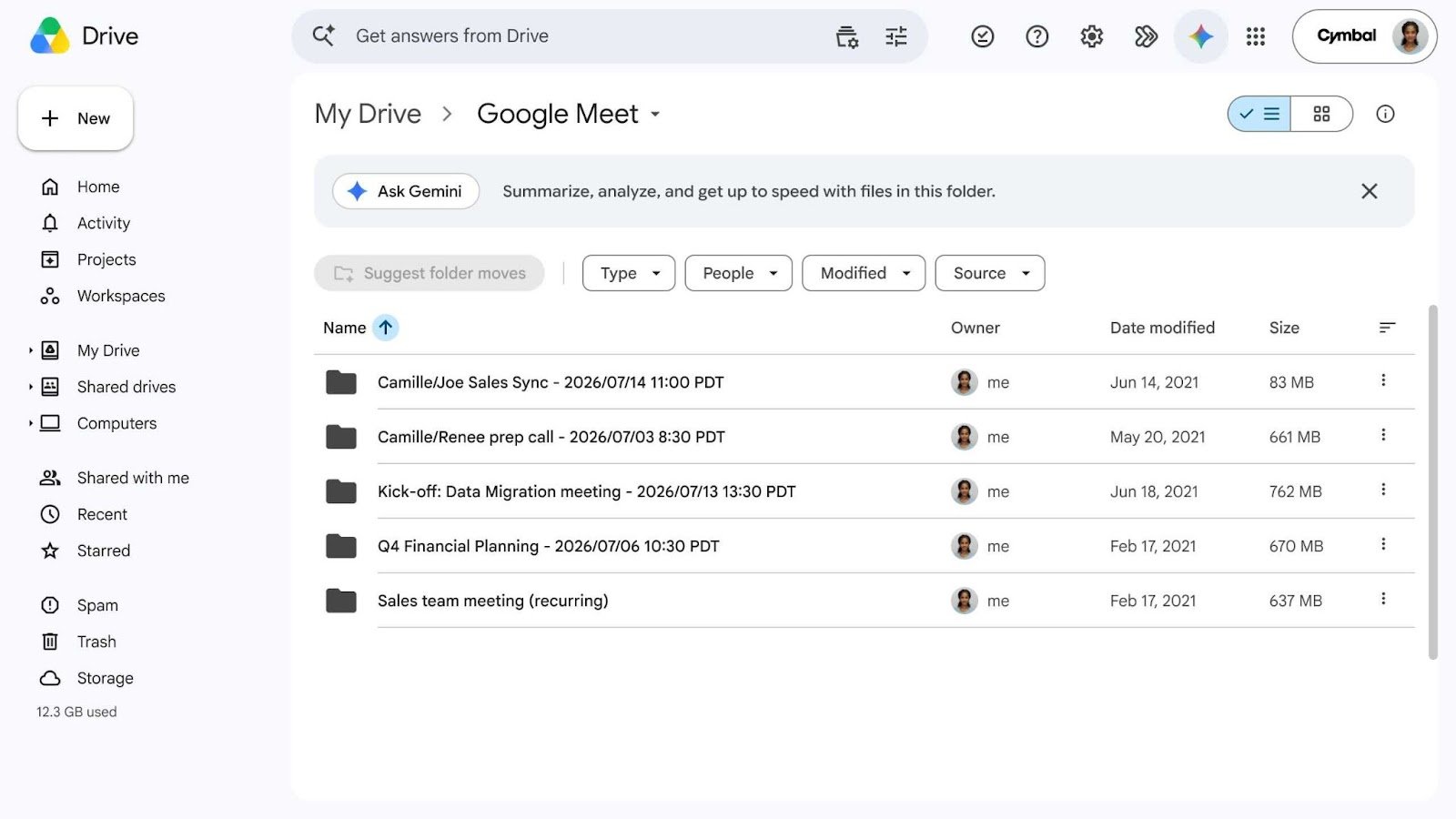 Find your Google Meet notes and recordings in a single folder
