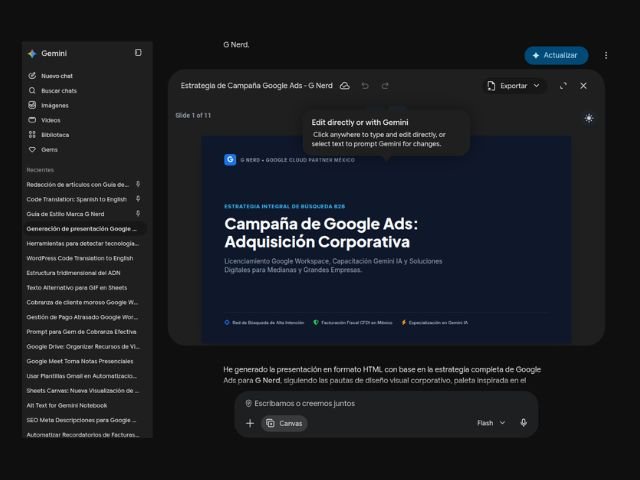 How to use Gemini Canvas to optimize the design of your business presentations