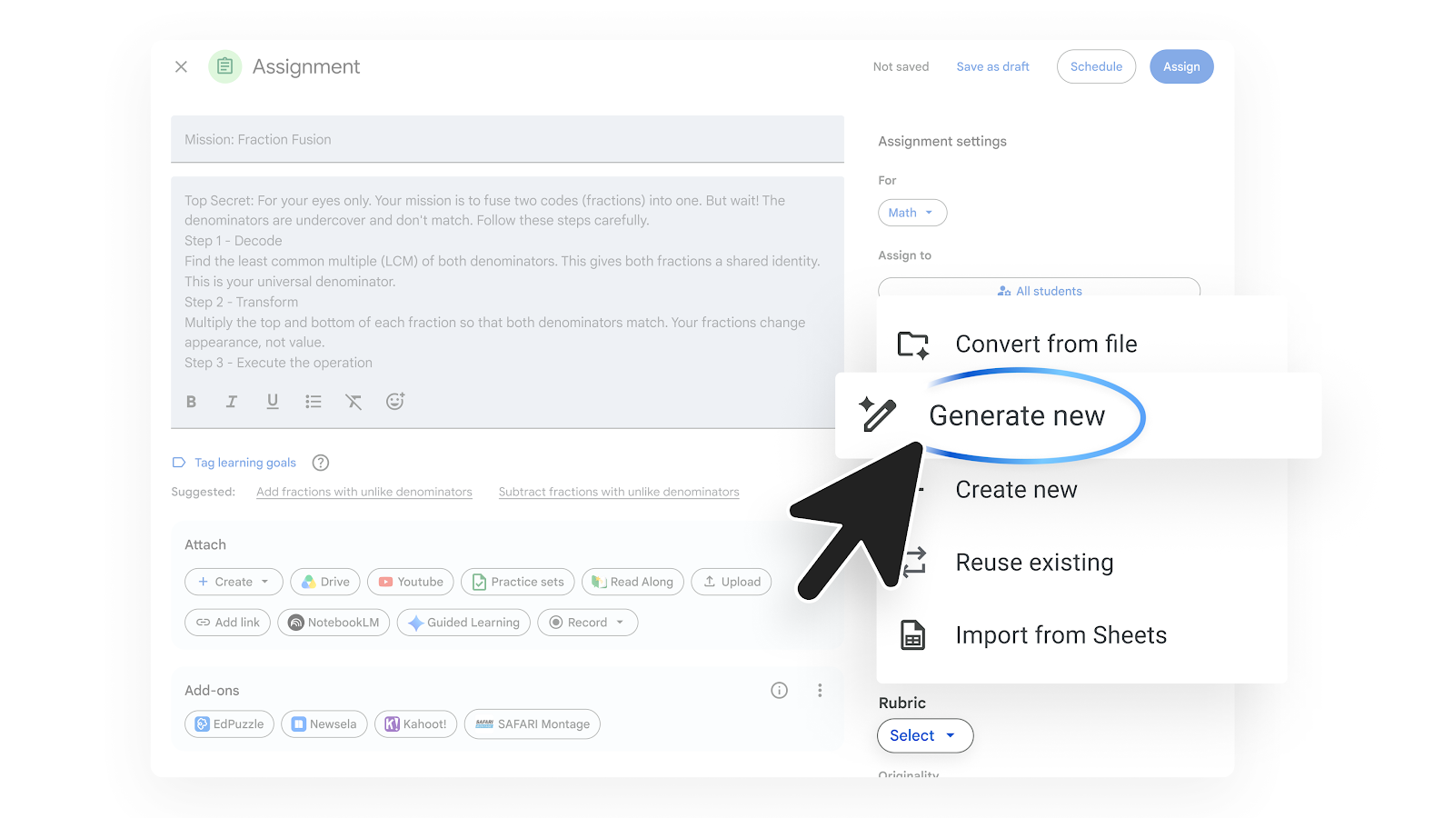 How to generate instant rubrics in Google Classroom with Gemini